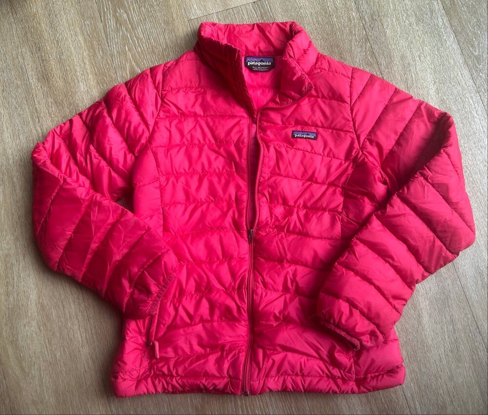 Patagonia Girls Down Jacket XL 14 Pink Puffer Coat FullZip Lightweight outdoors